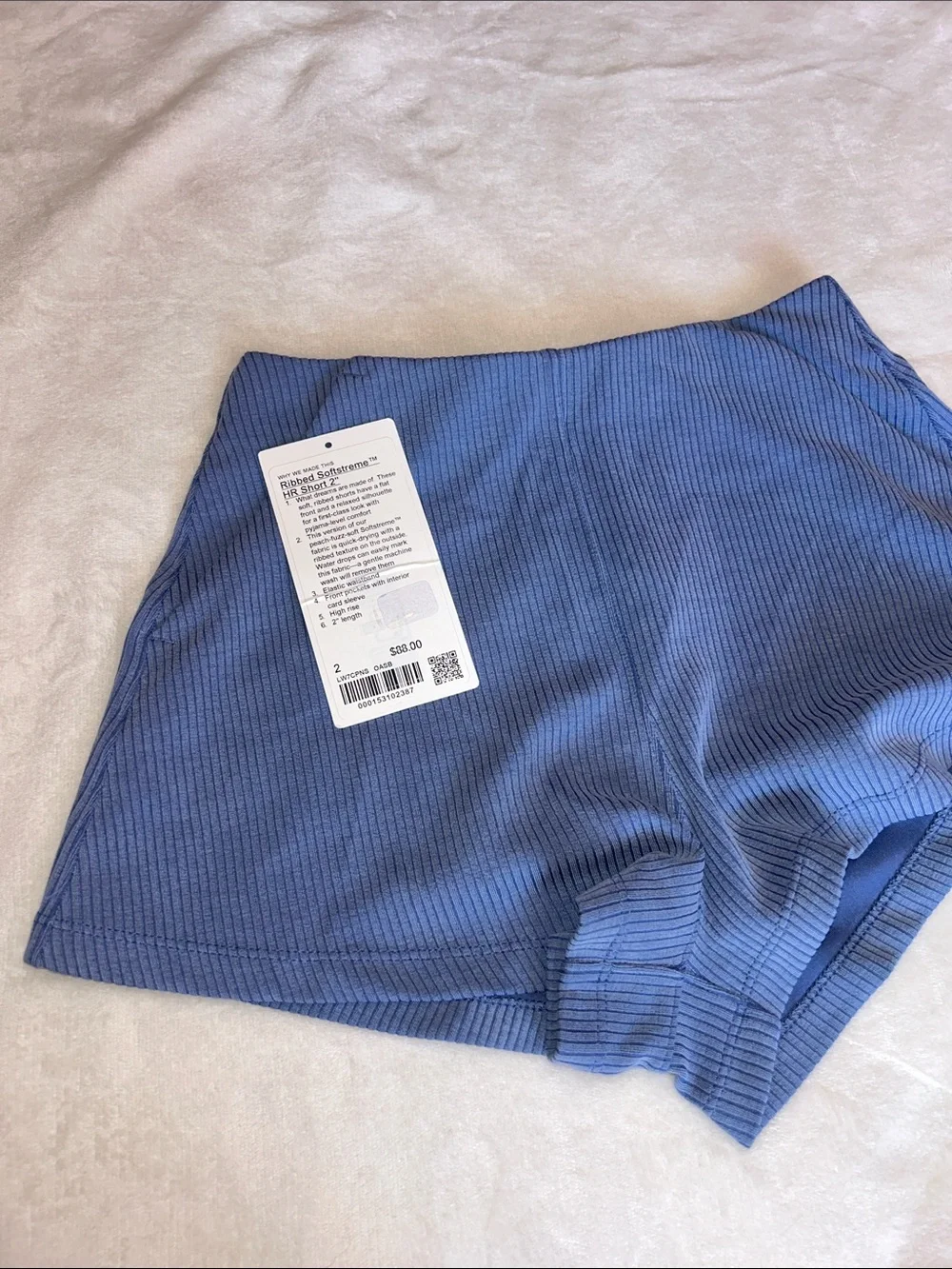 lululemon athletica Ribbed High-Waist Blue Shorts